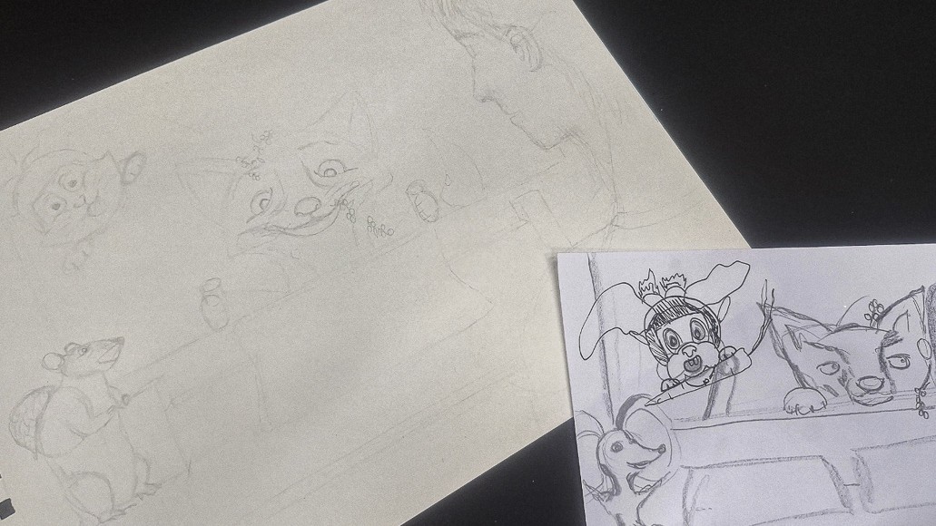 Einen Schubs ins Abenteuer – finale Sketch und zweite Sketch